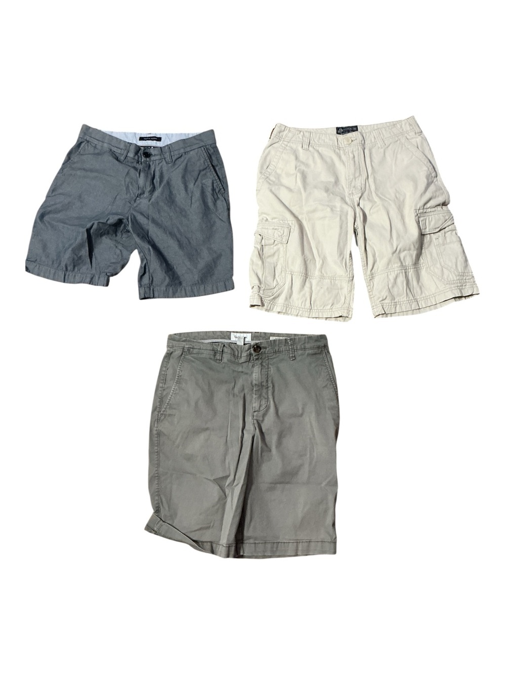Tommy Hilfiger Men's Shorts Trio - Gray, Cream, Olive